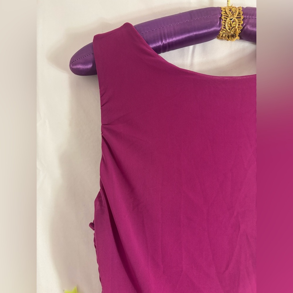 NWT Zesica Fuchsia Ruched Body-con High Low Ruffle Mermaid Hem Size L - Picture 4 of 16